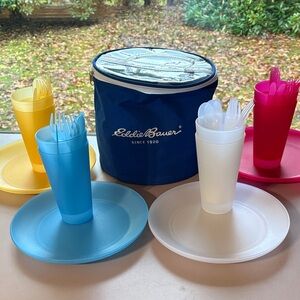 Eddie Bauer Colorful Picnic Set with Cooler Bag